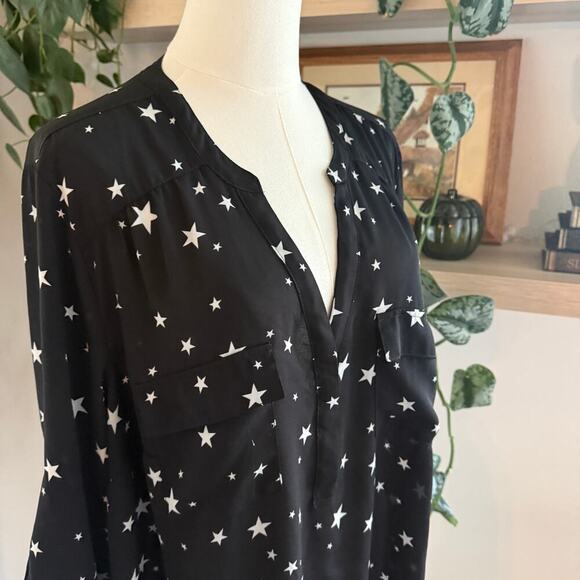 Torrid Harper Star Black White 3/4 Blouse 2x Celestial Workwear Flowy Casual - Picture 5 of 11